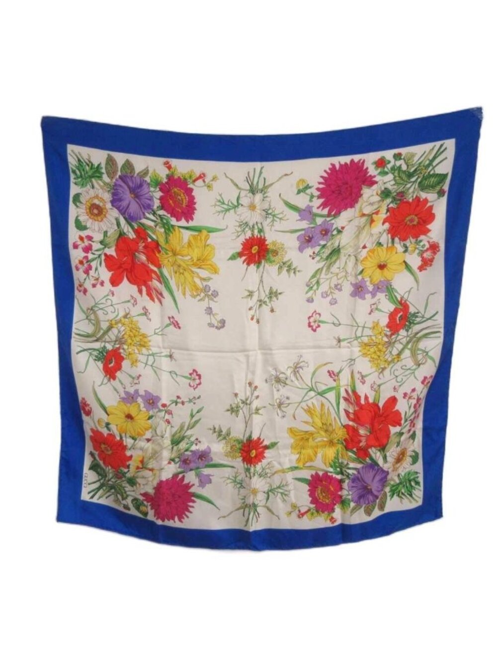 Gucci Scarf Silk Floral Blue Multicolor